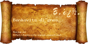 Benkovits Ágnes névjegykártya