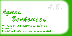 agnes benkovits business card